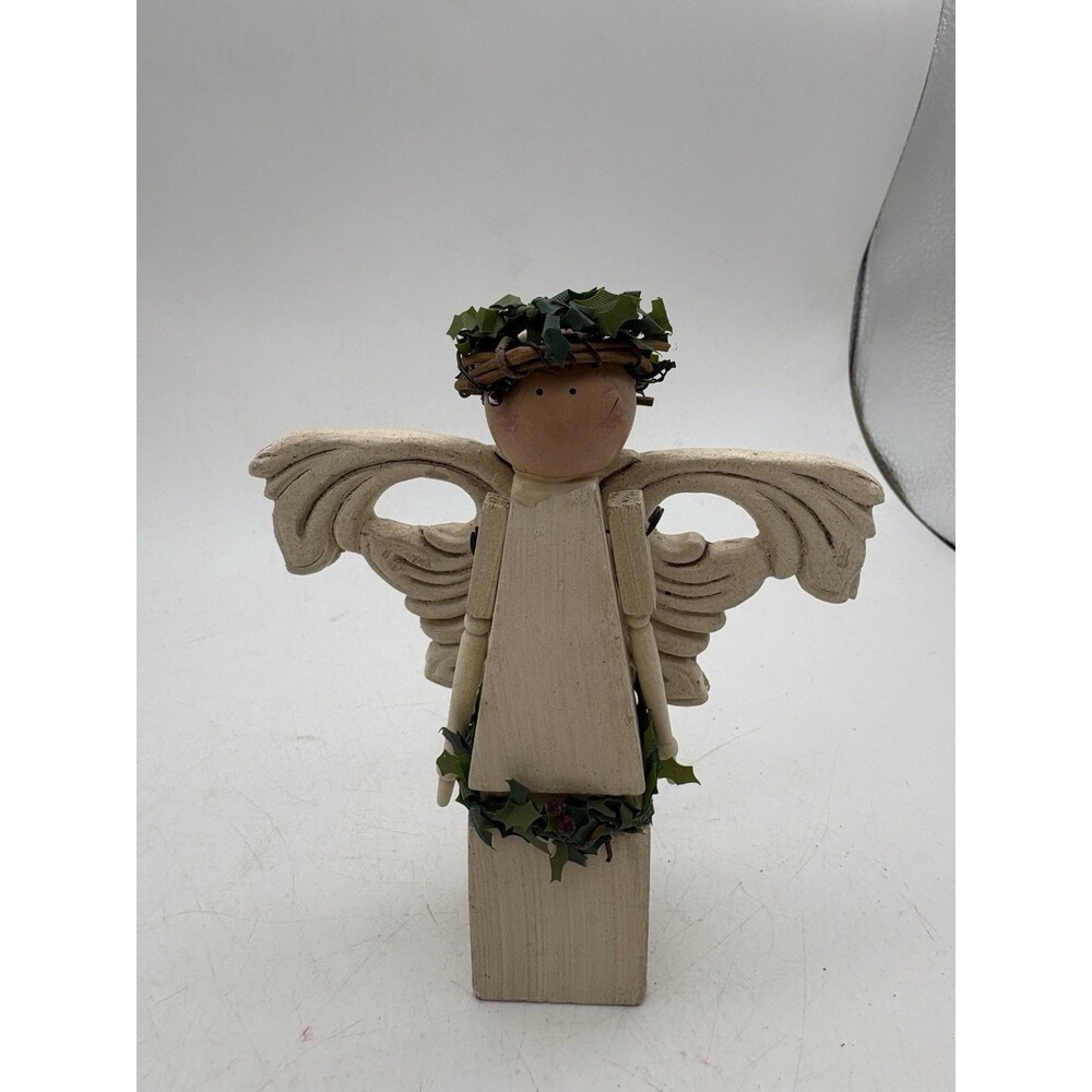 Primitive Wooden Angel Shelf Sitter Rustic Folk Art Christmas Decor 7.5”